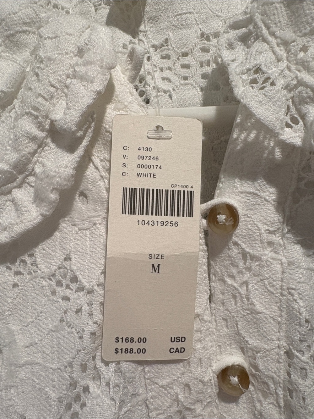 Pilcro White Lace Button-Front Dress with Peter Pan Collar - Picture 4 of 4